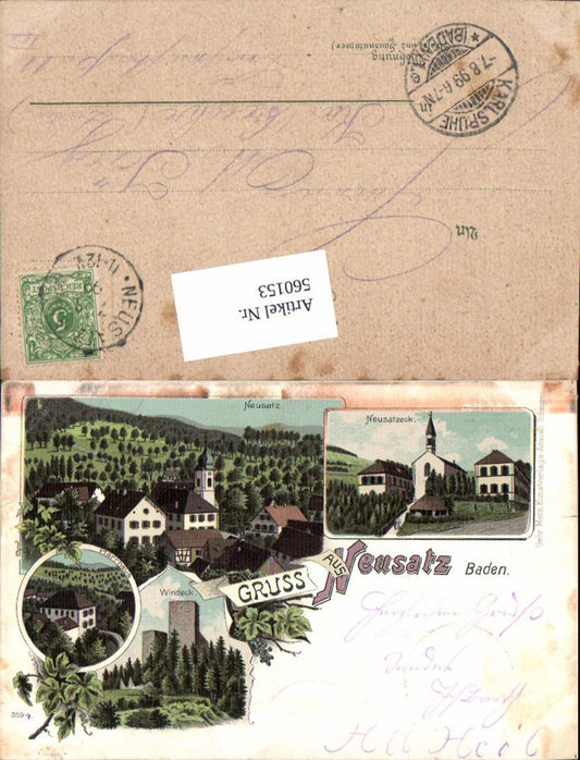 560153,Litho Neusatz Bühl Baden Neusatzeck Windeck