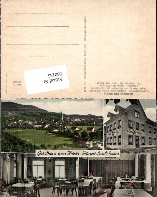 560155, Multi-image postcard Gasthaus z. Hirsch Lauf Baden