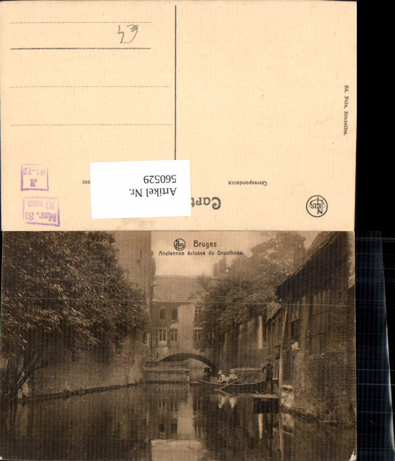 560529,Belgium Bruges Brügge Anciennes ecluses du Gruuthuse Boot
