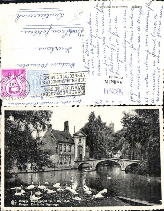 560544,Belgium Brugge Bruges Bruges Ingangpoort van t Begijnhof Swans Bridge