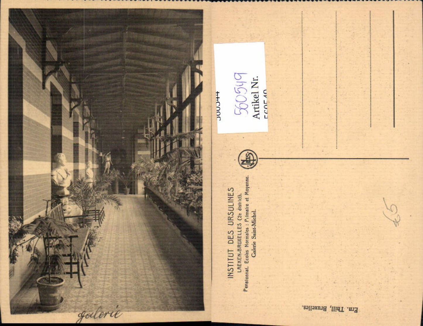 560549,Belgium Laeken-Bruxelles Pensionnat Ecoles Normales Galerie Saint-Michel