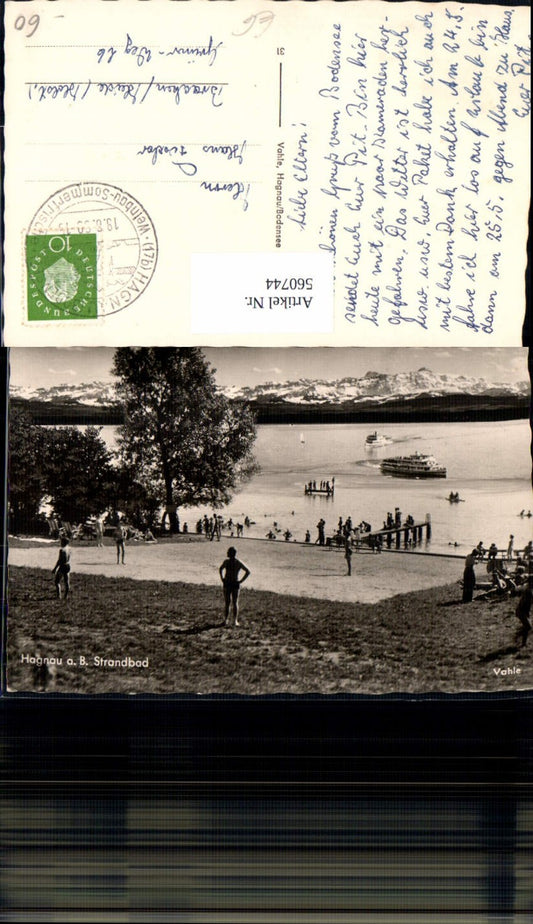 560744,Hagnau a. Bodensee Strandbad Strandleben Schiff Dampfer