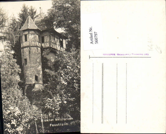 560797, Photo-AK Maulbronn Monastery Faustturm pub Karl Henseling