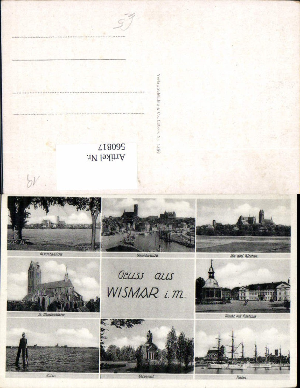 560817,Mehrbild Ak Wismar St Marienkirchen Markt m. Rathaus Hafen