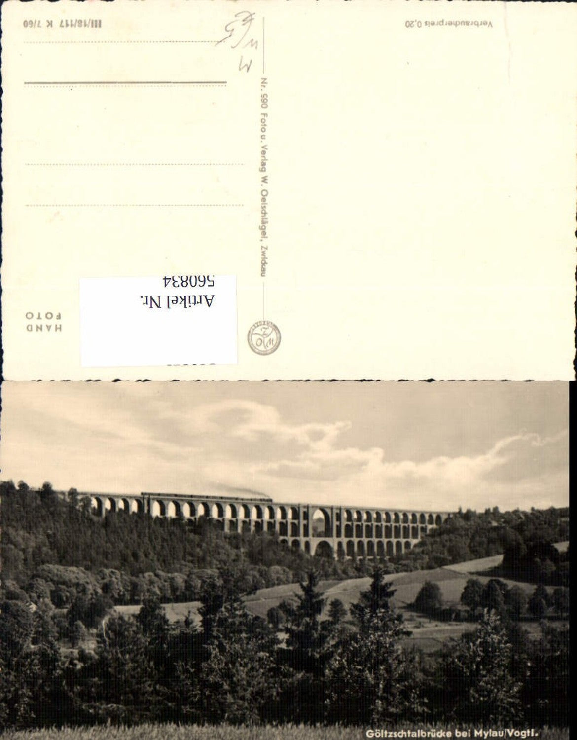 560834,Foto Ak Göltzschtalbrücke b. Mylau Reichenbach im Vogtland Brücke Viadukt Eisenbahn