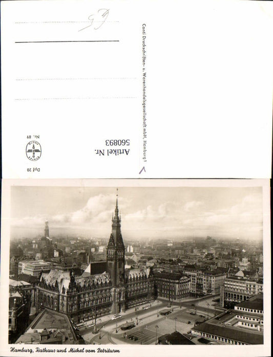 560893,Foto Ak Hamburg Rathaus u. Michel v. Petriturm