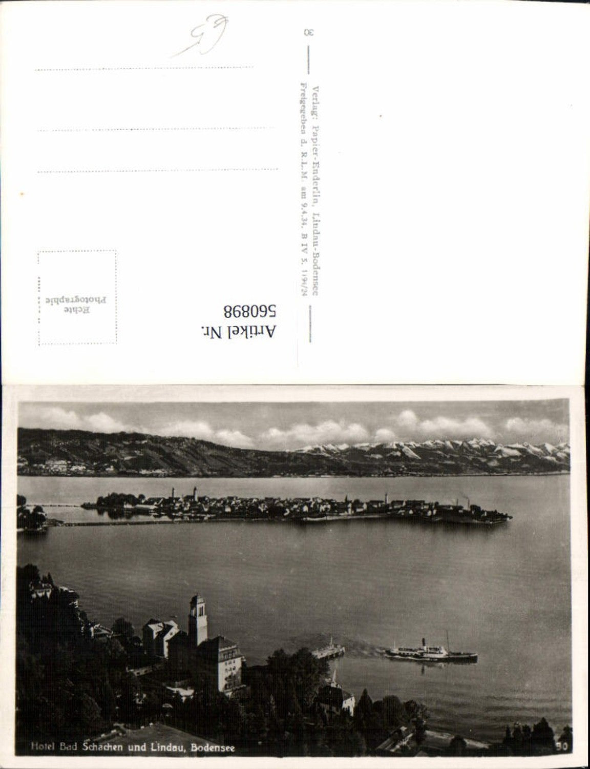 560898,Foto Ak Hotel Bad Schachen u. Lindau Bodensee Schiff Dampfer