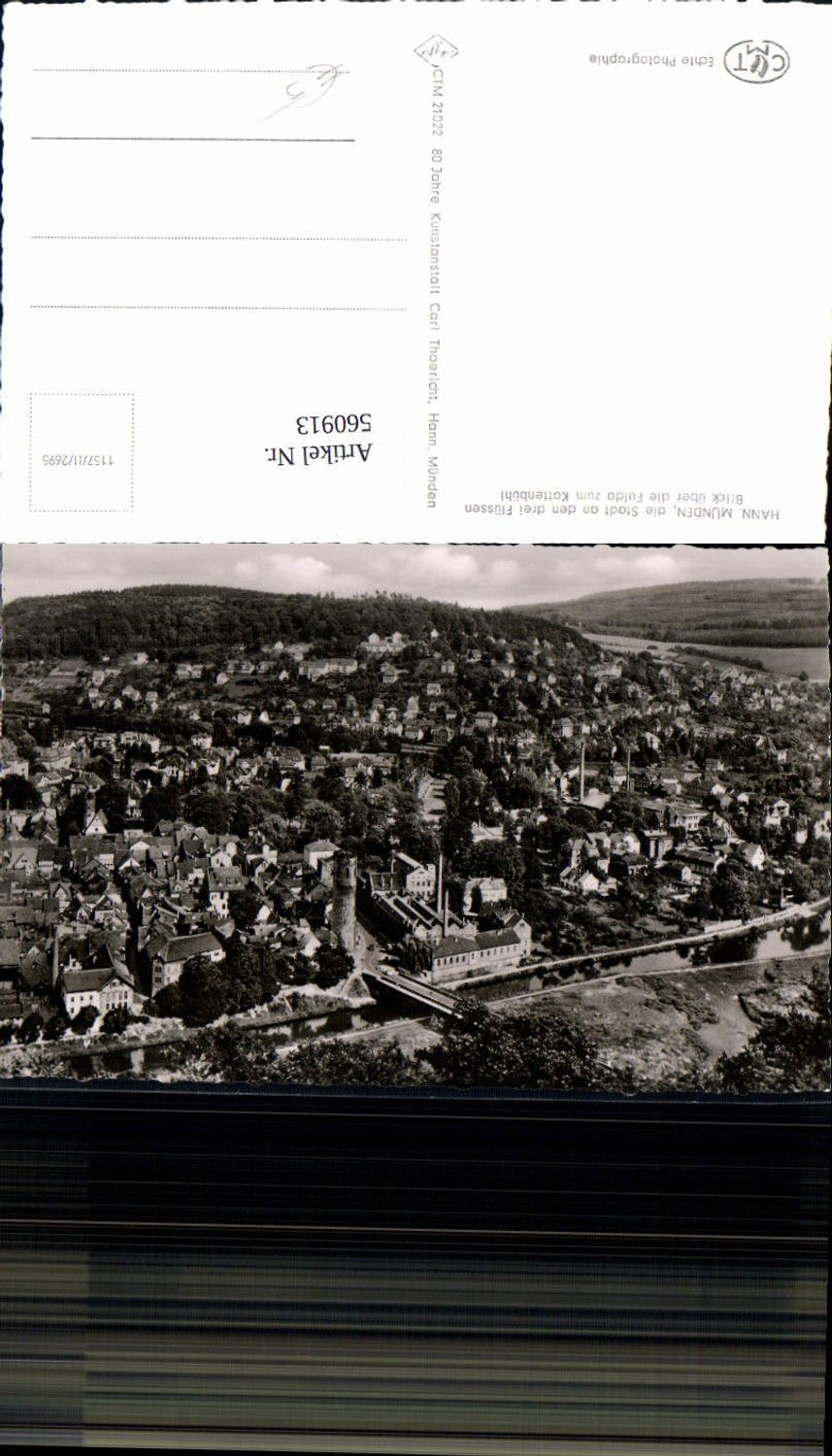 560913,Foto Ak Hann. Münden Blick über Fulda zum Kattenbühl