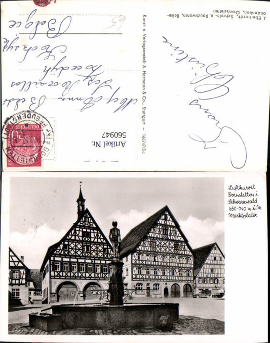 560947, Photo Ak Dornstetten i. Schwarzwald Market Square Half-timbered house Fountain