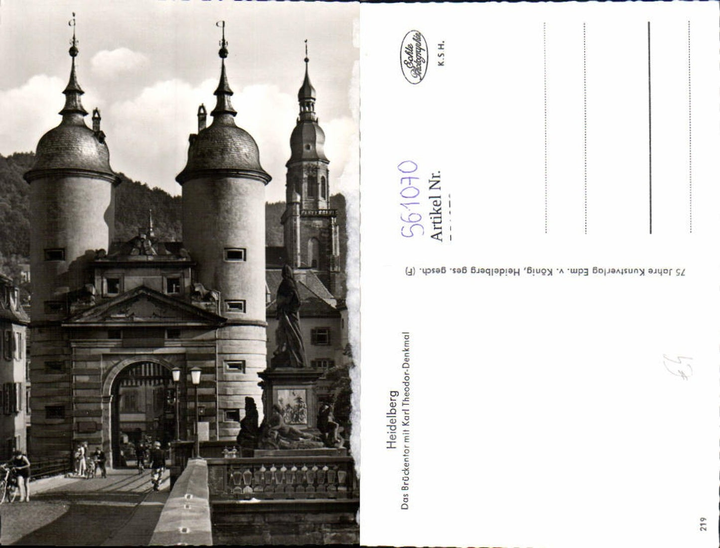561070,Foto Ak Heidelberg Brückentor m. Karl Theodor-Denkmal