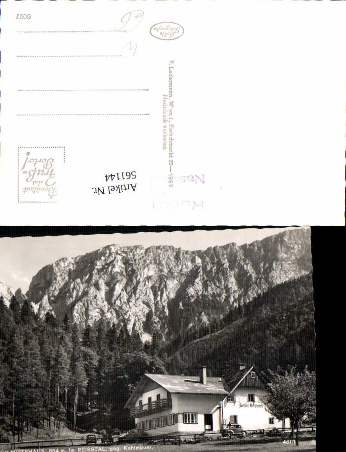 561144,Foto Ak Naßwald Schwarzau Binder-Wirtshaus i. Reisstal geg. Kahlmäuer