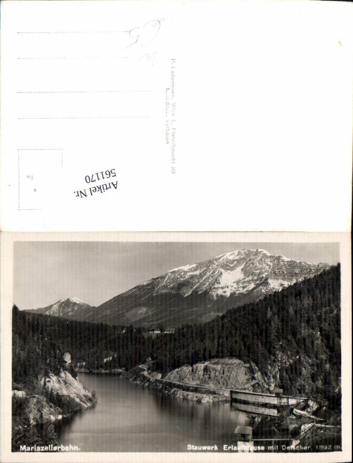 561170,Foto Ak Mariazellerbahn Stauwerk Erlaufklause m. Ötscher Annaberg