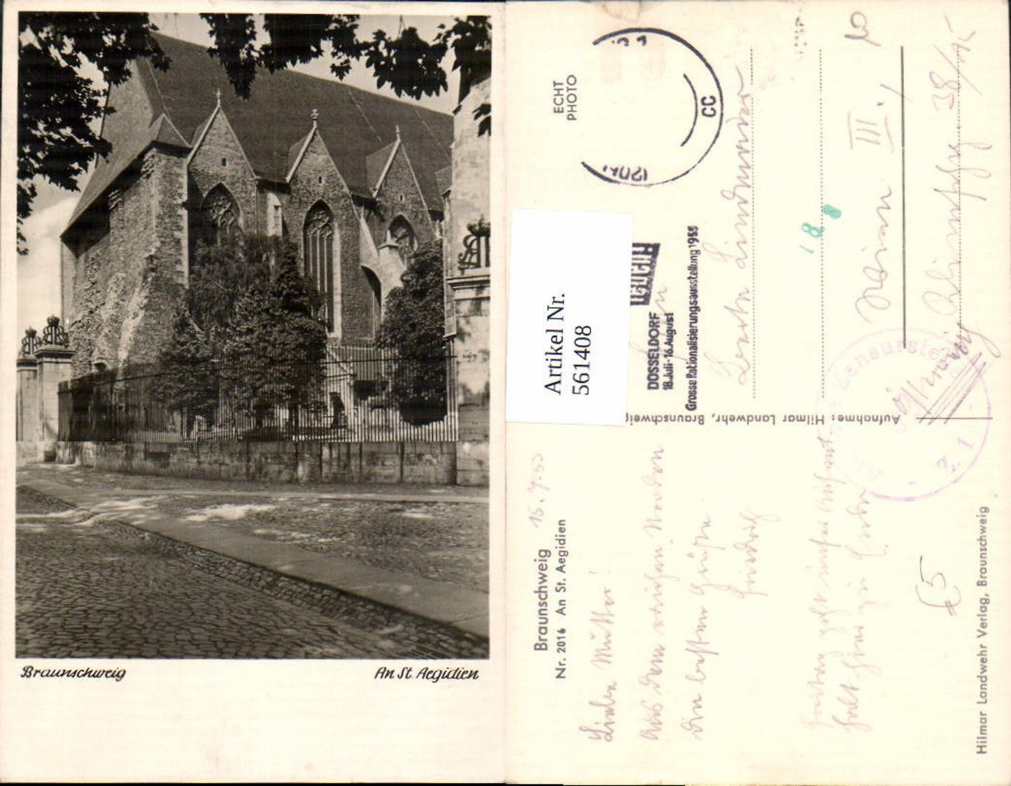 561408,Foto Ak Braunschweig St Aegidien Kirche