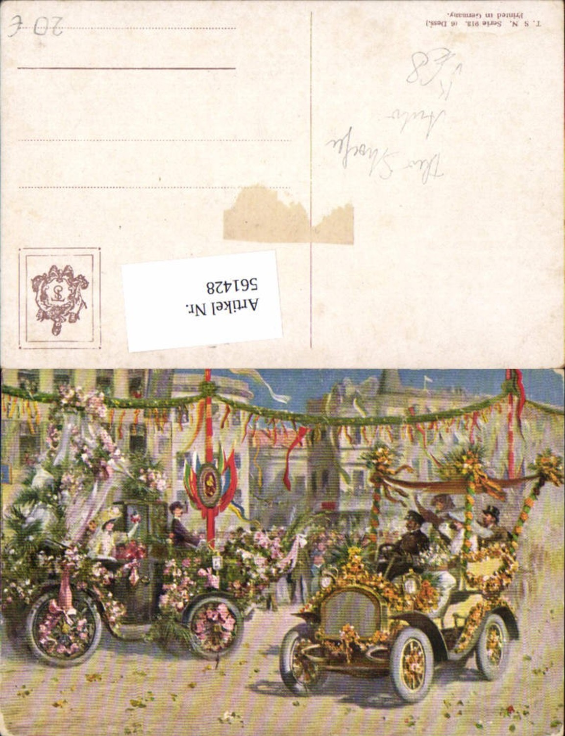 561428,tolle Künstler AK Blumenautos Auto Oldtimer pub Theo Stroefer 913