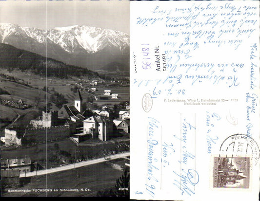 561481,Foto Ak Puchberg a. Schneeberg m. Burg Kirche