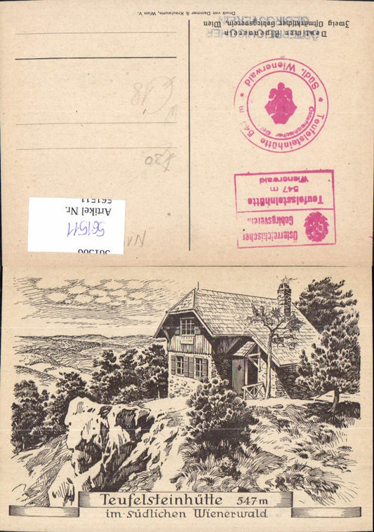 561511,Künstler Ak Teufelsteinhütte Wienerwald Perchtoldsdorf