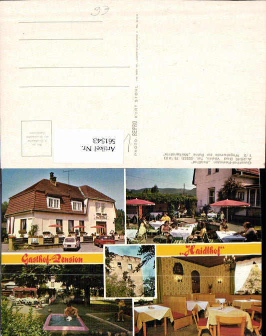 561543,Mehrbild Ak Bad Vöslau Gasthof Pension Haidlhof Ruine Merkenstein