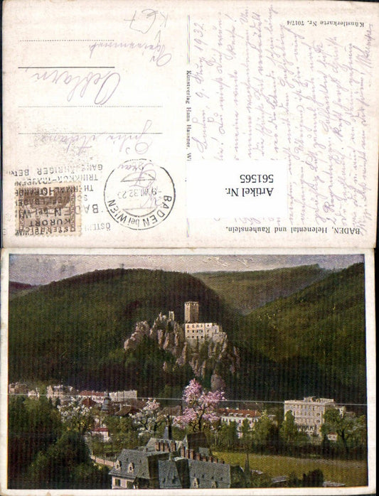 561565,Künstler Ak Baden Helenental u. Rauhenstein pub Hans Hausner