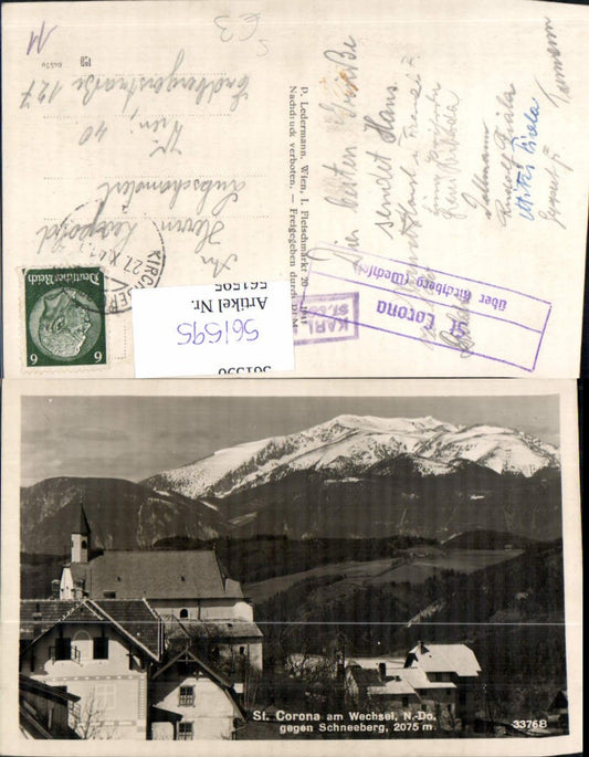 561595,St Corona a. Wechsel geg. Schneeberg Stempel St Corona über Kirchberg
