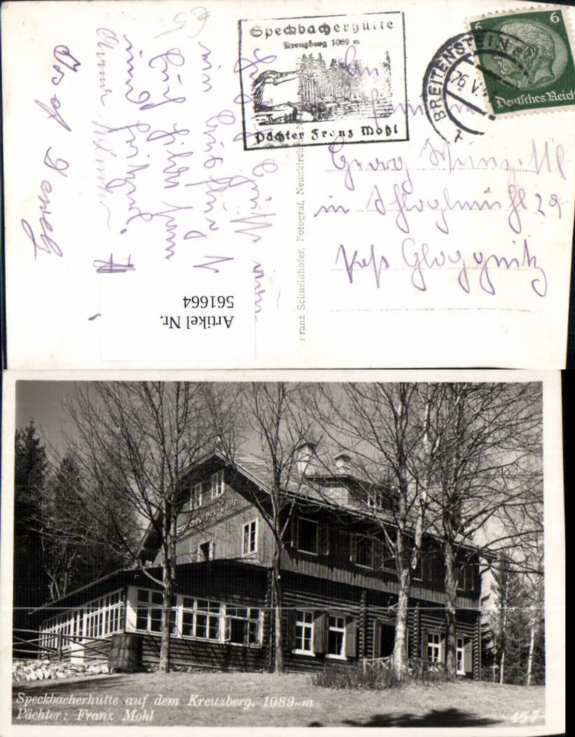 561664,Foto Ak Speckbacherhütte a. d. Kreuzberg Breitenstein