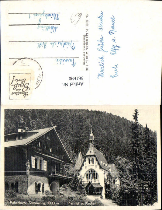 561690,Foto Ak Semmering Pfarrhof u. Kircherl