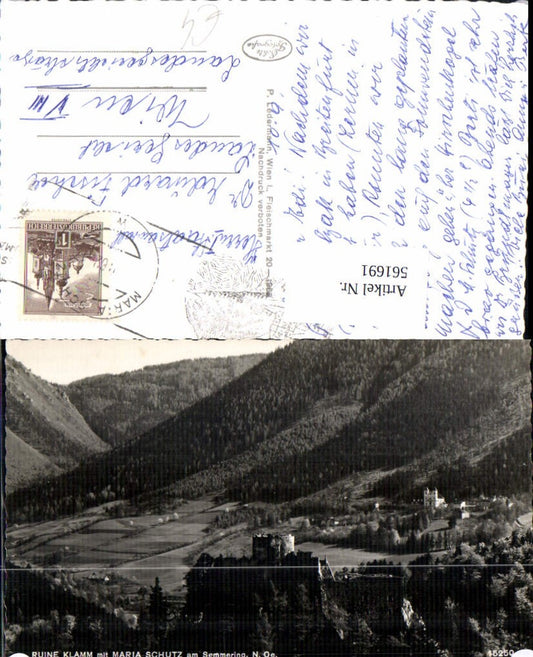 561691,Foto Ak Breitenstein Ruine Klamm m. Maria Schutz a. Semmering