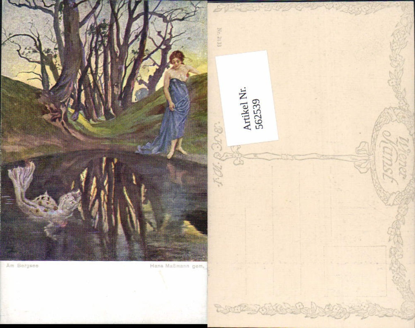 562539,Künstler AK Hans Maßmann Frau Erotik Bergsee pub B.K.W.I. 2133