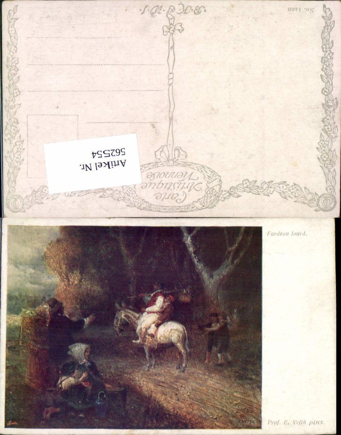 562554,Künstler AK Prof. E. Veith Fardeau lourd Esel Bauern pub B.K.W.I. 1469