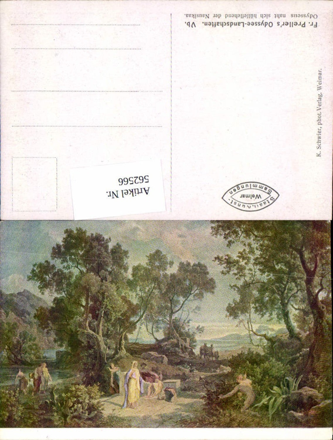 562566,Künstler AK Friedrich Preller Odyssee Landschaften V . Odysseus Nausikaa