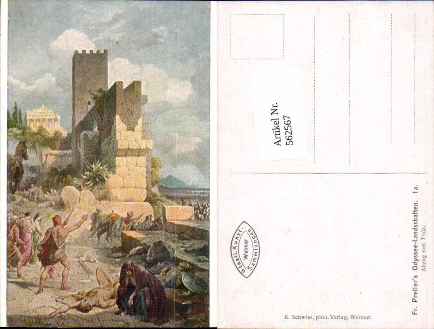 562567,Künstler AK Friedrich Preller Odyssee Landschaften I a. Abzug Troya