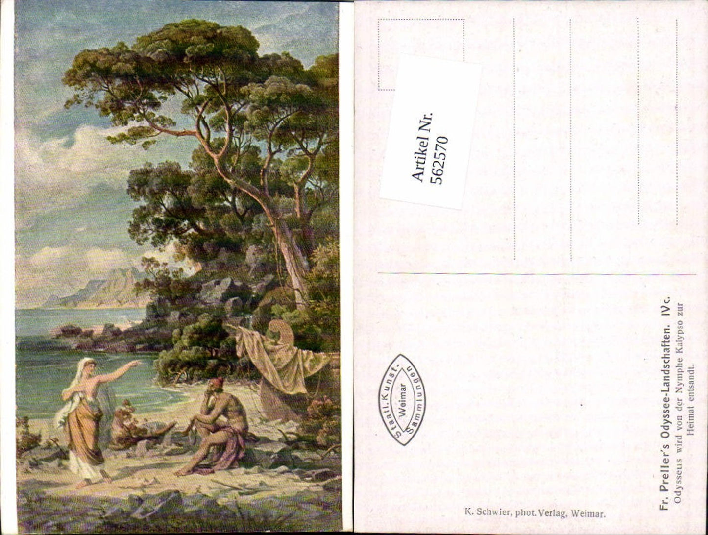 562570,Künstler AK Friedrich Preller Odyssee Landschaften IV c. Odysseus Kalypso