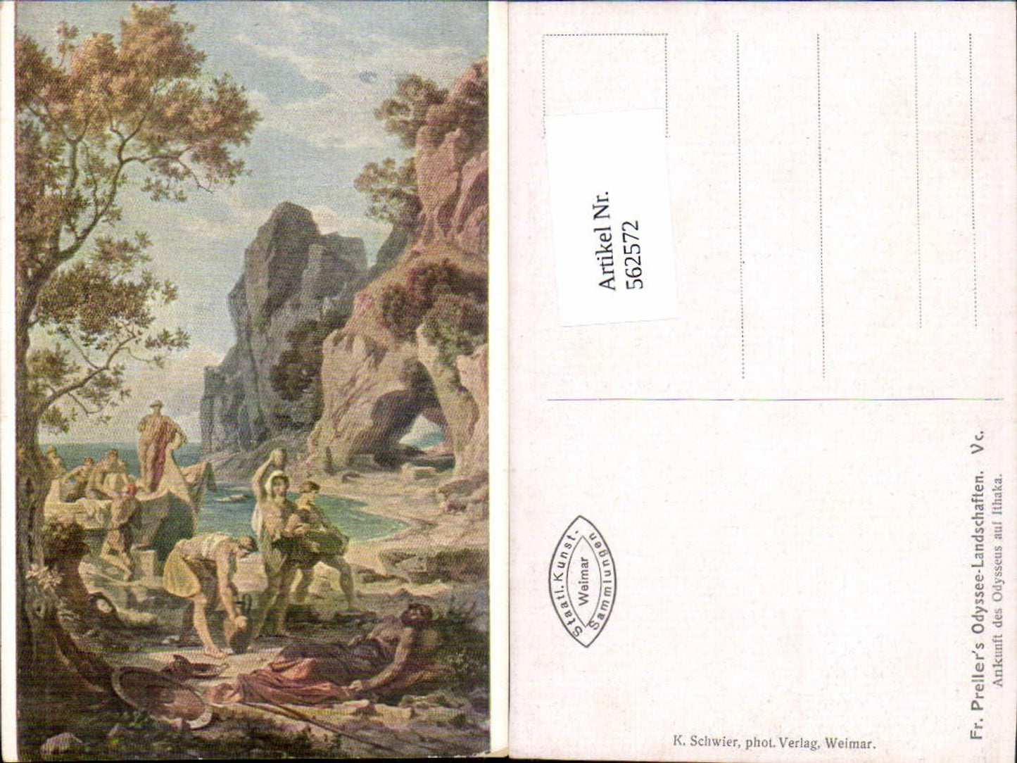 562572,Künstler AK Friedrich Preller Odyssee Landschaften V c. Odysseus Ithaka