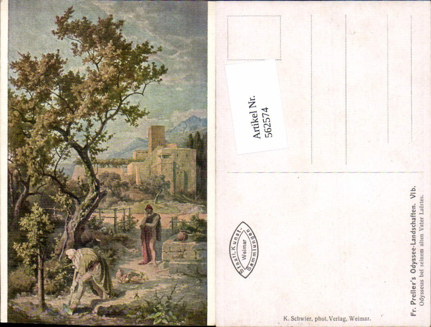 562574,Künstler AK Friedrich Preller Odyssee Landschaften VI b. Odysseus Laertes