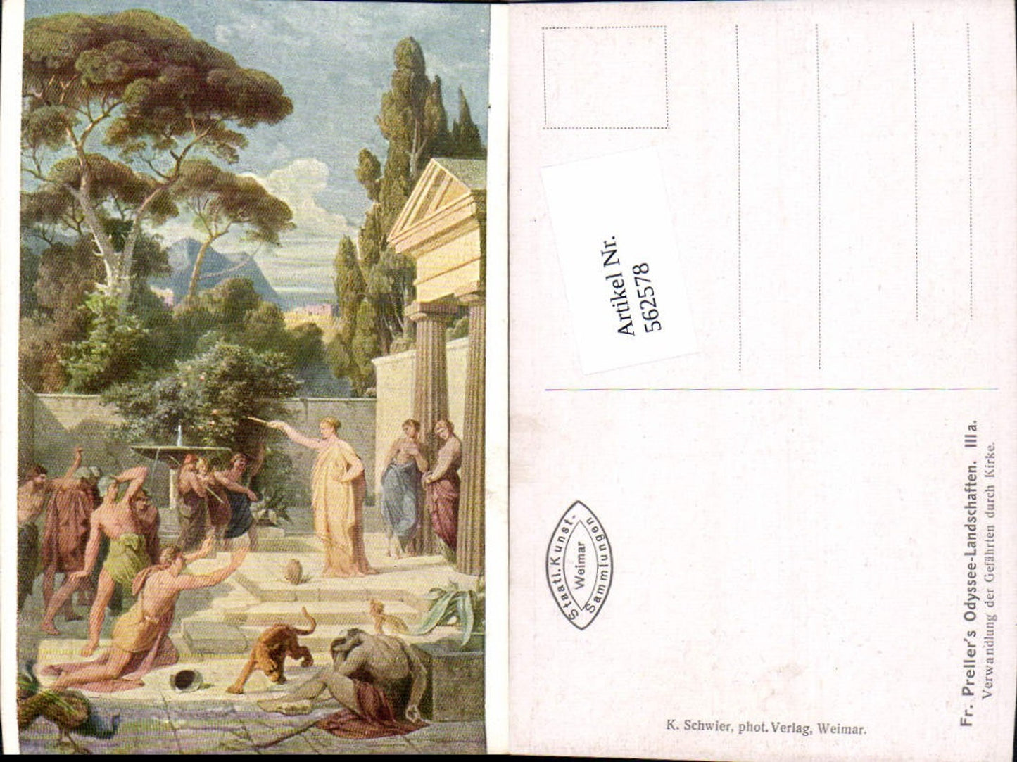 562578,Künstler AK Friedrich Preller Odyssee Landschaften III a. Gefährten durch Kirke