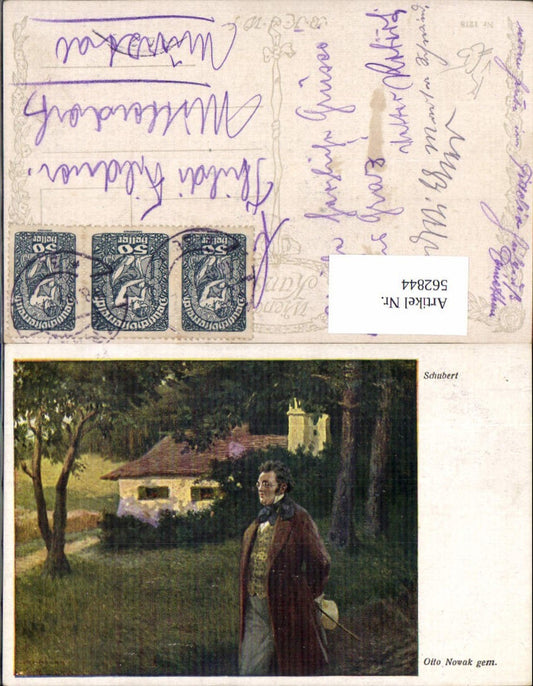 562844,Künstler Ak Otto Nowak Franz Schubert Geige Komponist Musik pub B.K.W.I. 1218