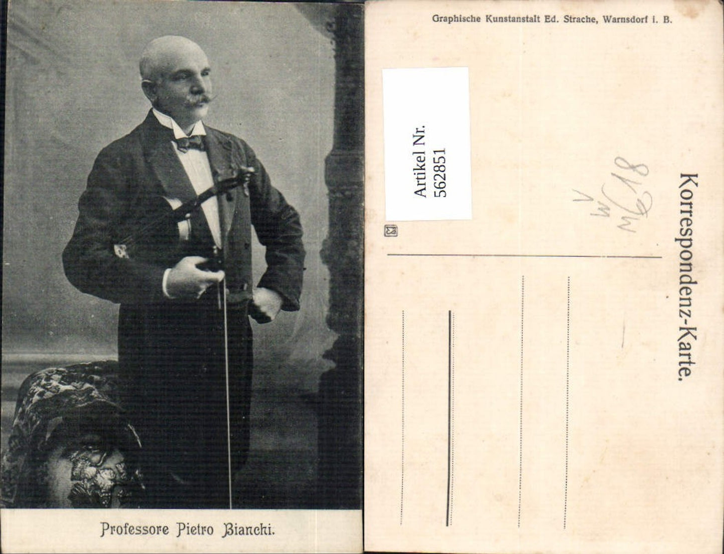 562851,Professore Pietro Bianchi Geige Komponist Musik pub Ed. Strache Warnsdorf i. B.