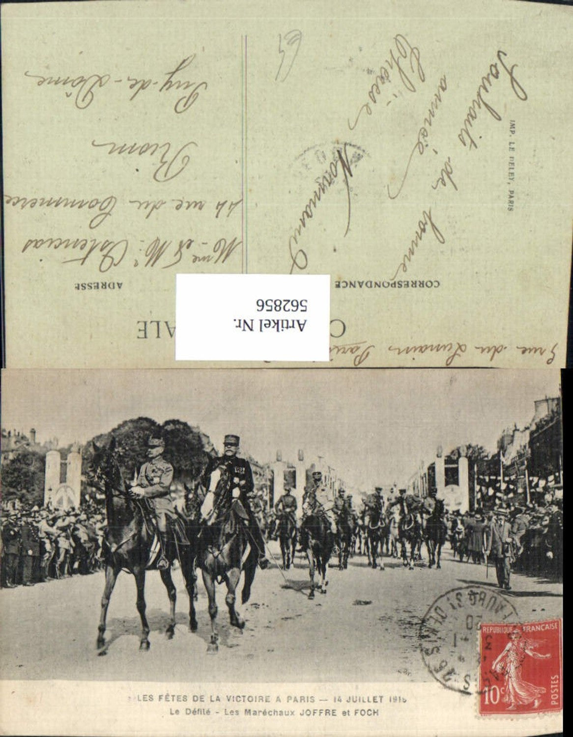 562856,Les Fetes de la Victoire Paris Joseph Joffre Ferdinand Foch WW1 Politiker Politik
