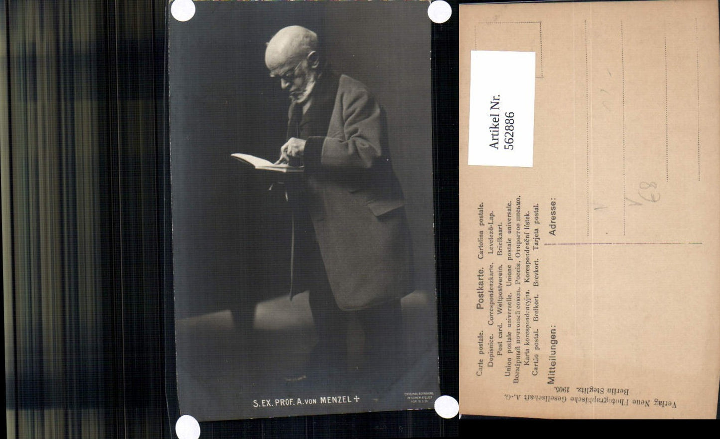 562886,S. Ex. Prof. A. Von Menzel Kunst Wissenschaft pub NPG