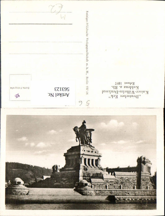 563123,Foto Ak Koblenz a. Rhein Deutsches Eck Kaiser-Wilhelm-Denkmal Statue Monument