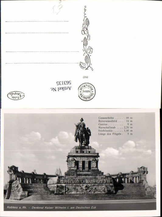 563135,Foto Ak Koblenz a. Rhein Das Deutsche Ecke Kaiser-Wilhelm-Denkmal Statue Monument