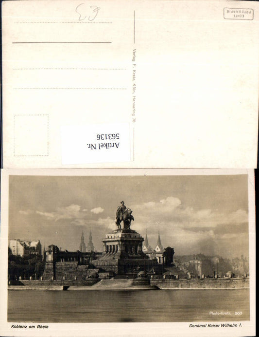 563136,Foto Ak Koblenz a. Rhein Das Deutsche Ecke Kaiser-Wilhelm-Denkmal Statue Monument