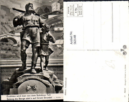 563148,Foto Ak Altdorf Telldenkmal Statue Monument Spruch v. Schiller