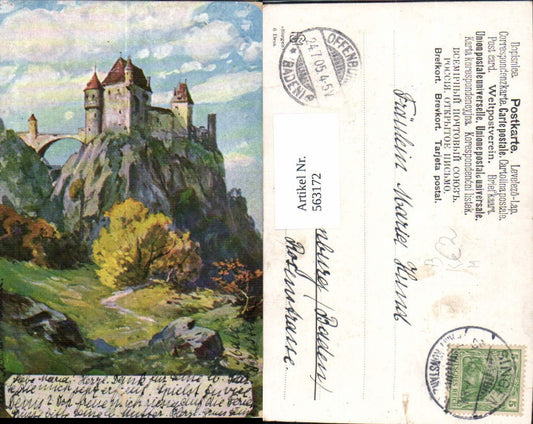 563172,Künstler Ak Schloss Burg Brücke