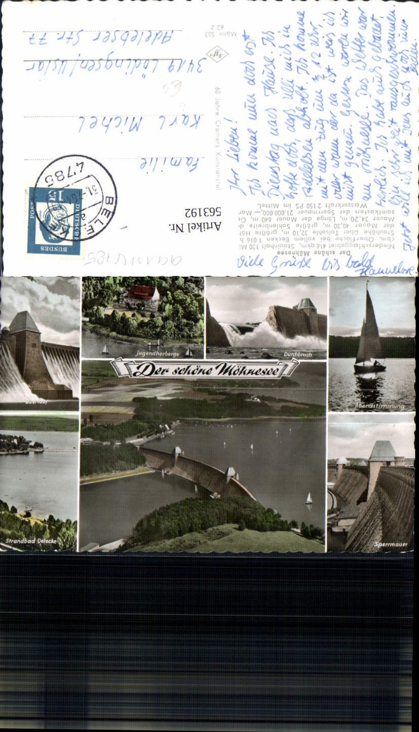 563192,Mehrbild Ak Möhnesee Talsperre Jugendherberge Sperrmauer Strandbad Delecke