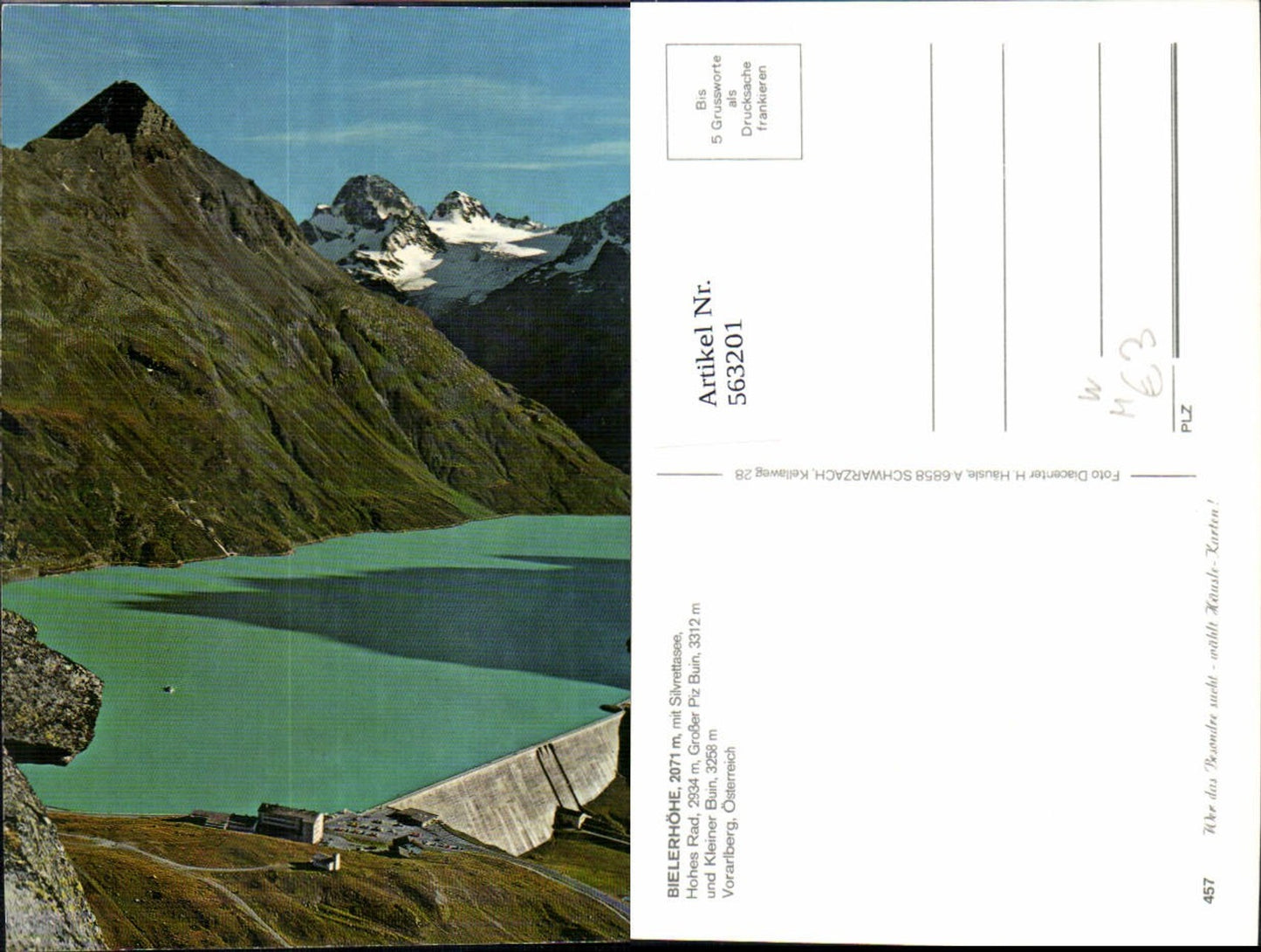 563201,Bielerhöhe m. Silvrettasee b. Galtür im Paznauntal u. Partenen im Montafon Talsperre