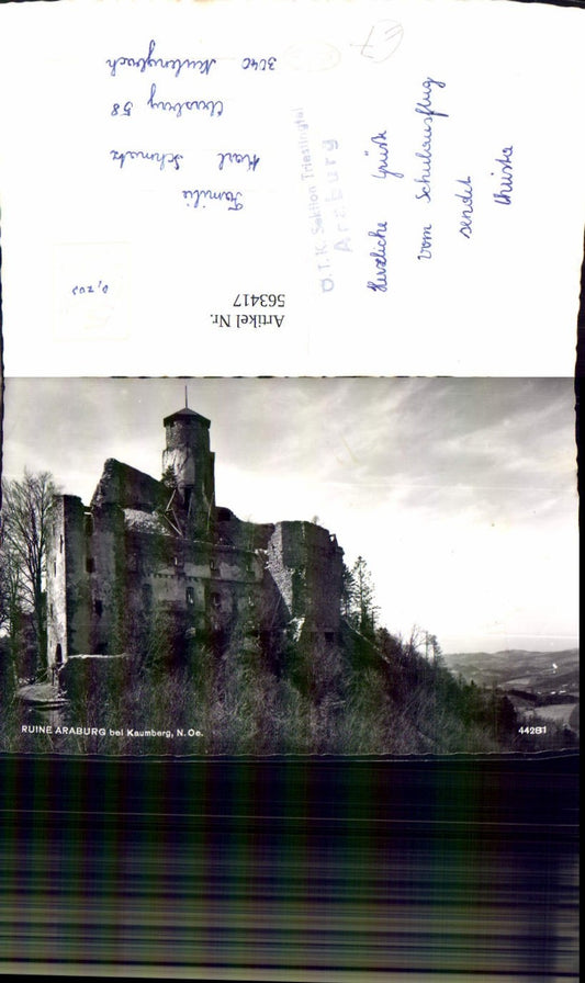 563417,Foto Ak Ruine Araburg b. Kaumberg