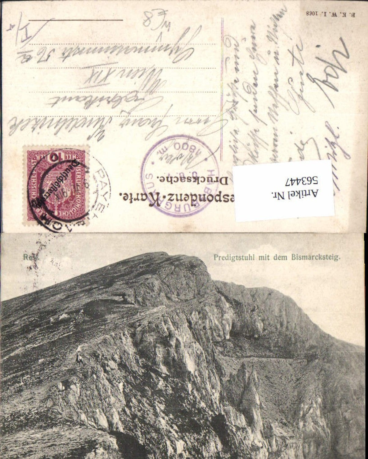 563447,Rax Predigtstuhl m. d. Bismarcksteig Prein a. d. Rax pub B.K.W.I. 1068