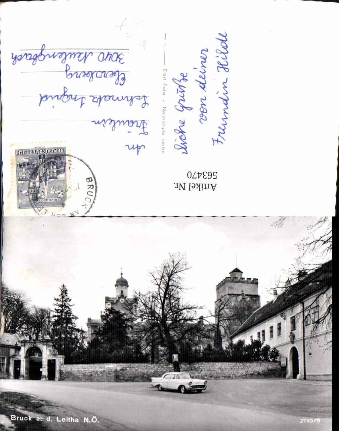 563470,Foto Ak Bruck a. d. Leitha Auto Oldtimer Schloss Prugg