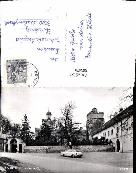 563470,Foto Ak Bruck a. d. Leitha Auto Oldtimer Schloss Prugg