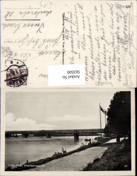 563500,Foto Ak Tulln Eisenbahnbrücke Boot